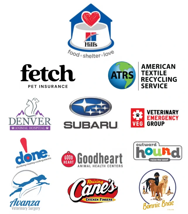 Sponsor logos including Hill's, Fetch Pet Insurance, ATRS, Subaru, Denver Animal Hospital, Raising Cane's, and others